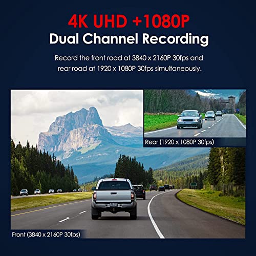 VIOFO A129 Pro Duo 4K Dual Dash Cam 3840 x 2160P Ultra HD 4K Front and 1080P Rear Car WiFi Dash Camera 8MP Sensor GPS, Buffered Parking Mode, G-Sensor, Motion Detection, WDR, Loop Recording - Image 6