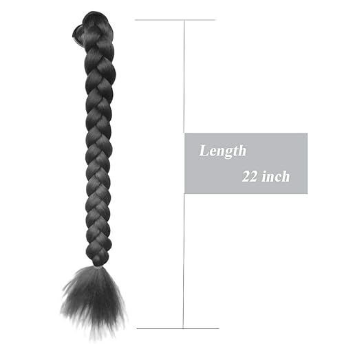 Miniatura 4 de Copa de ventosa para casco de motocicleta, coletas rizadas, trenzas de pelo de fibra sintética, colas de caballo color degradado, 22 pulgadas (casco