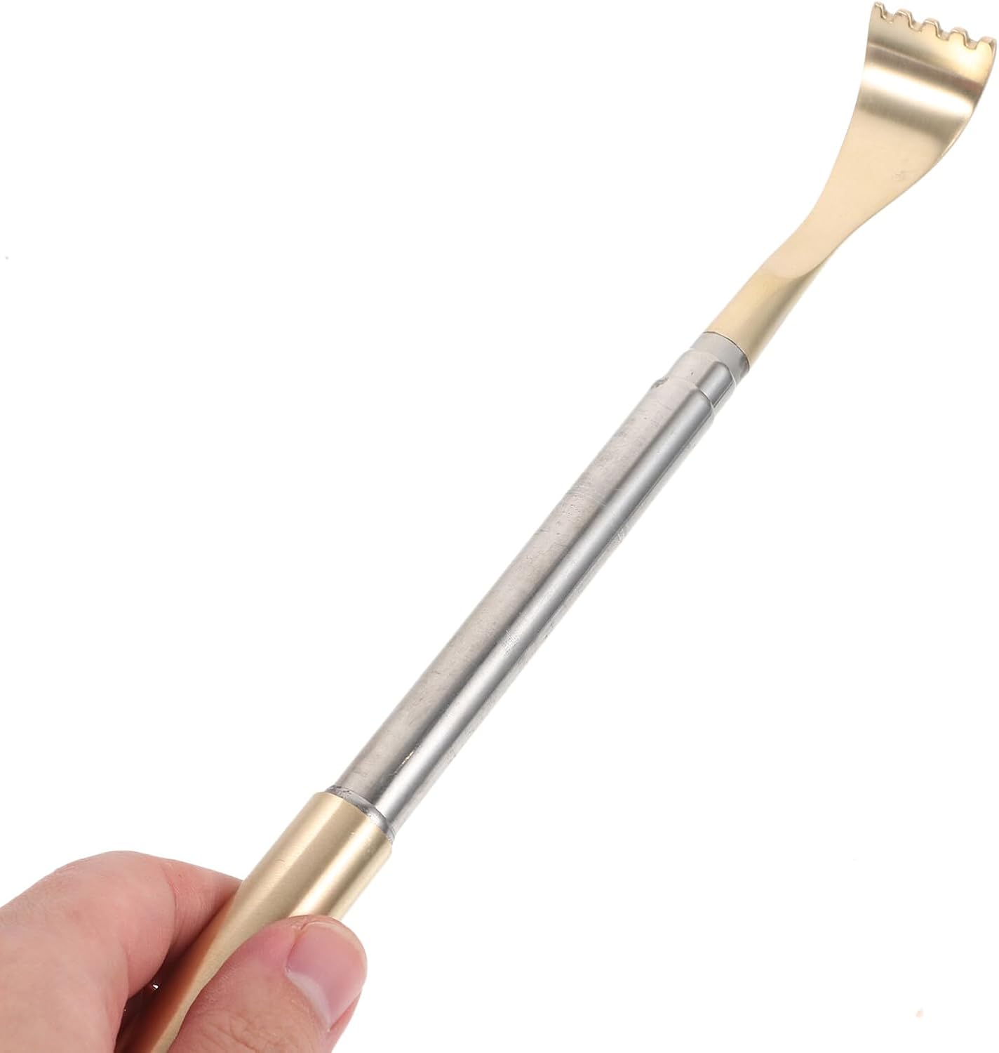 Extendable Brass Back Scratcher Claw with Stainless Steel Handheld Itch Relief Massager for Women and Men Portable Telescoping Body Scratcher for Reach Spots