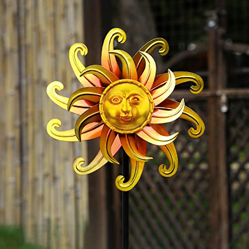 Wind Spinners For Yard And Garden, Metal Garden Art Sun Face Wind Spinner Outdoor, Magic Metal Kinetic Sculpture Windmill Decor For Lawn Yard Ornaments Decoration (Sun Face) #TOP1
