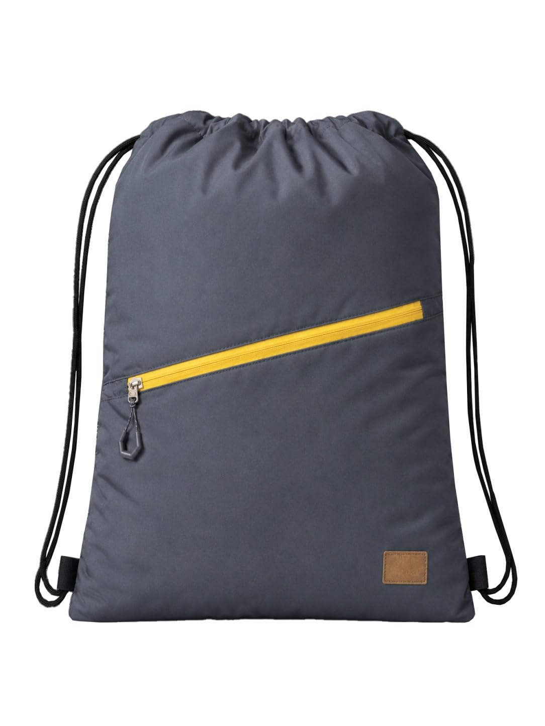 pb pearlbags premium polyester drawstring backpack with front zip pocket | lightweight unisex dori bag (45 cm x 35 cm)