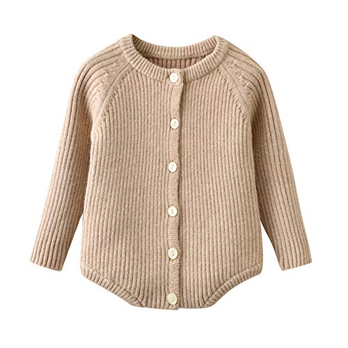 Auro mesa Newborn Baby Boysâ Girlsâ Knit Long Sleeve Button Jumper Bodysuit Jumpsuit Baby Clothes Outfits Layette Sweater