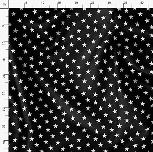 Image of Soimoi Black Poly Georgette Fabric Stars Star Print Fabric by Meter 52 Inch Wide