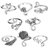 JazRvr Häkelringe, Strickring Finger, 8 Stück Geometrische Häkelringe Für Damen, 1,8 Cm, Handgefertigte Häkelringe Für Feine Accessoires