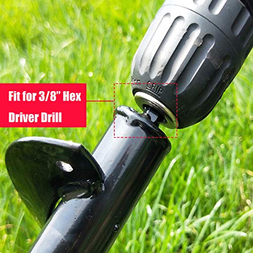 Jayzod 4"X12" Solid Auger Drill Bit For Planting，Garden Auger Spiral Drill Bit,Bulb & Bedding Plant Augers,Plants Drill Bit For 3/8” Hex Drive Drill Light Black #TOP4