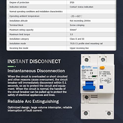 Disjoncteur triphasé DZ47LE-125 AC400V 125A protégeant votre réseau - 5