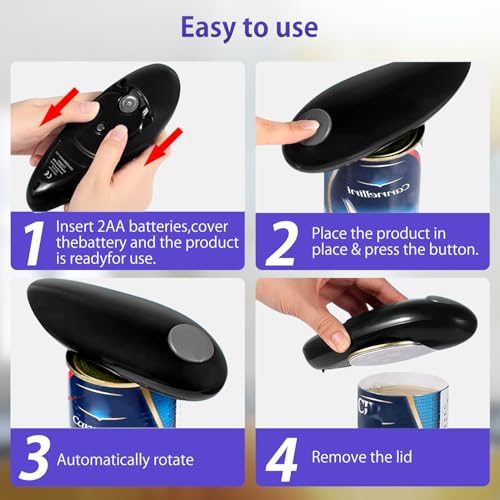 Electric Can Opener, One-touch Automatic Can opener, Handheld opener and Smooth Edge Kitchen Gadget Can Openers for Seniors with Arthritis