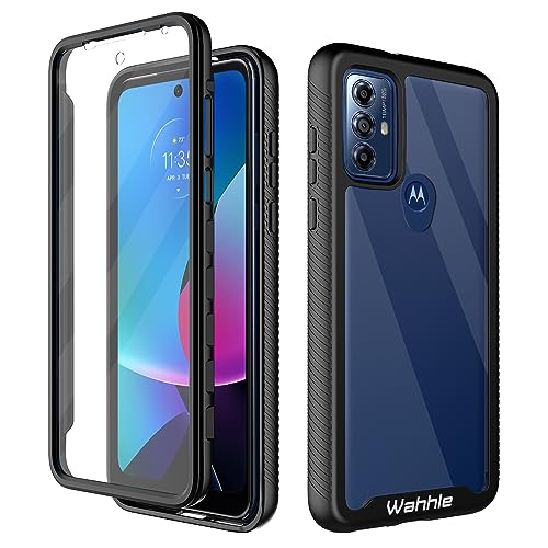 Wahhle Compatible with Moto G Play 2023, G Power 2022, G Pure Case - Full Body Screen Protector, Shockproof Slim Fit Bumper Phone Cover - Black/Clear