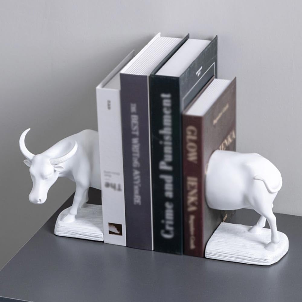 Buchstützen Dekorative Buchstützen aus Kunstharz for das Bücherregal zu Hause, Buchstützenstützen, in Tierform for den Schreibtisch Dekorativ(Weiß)