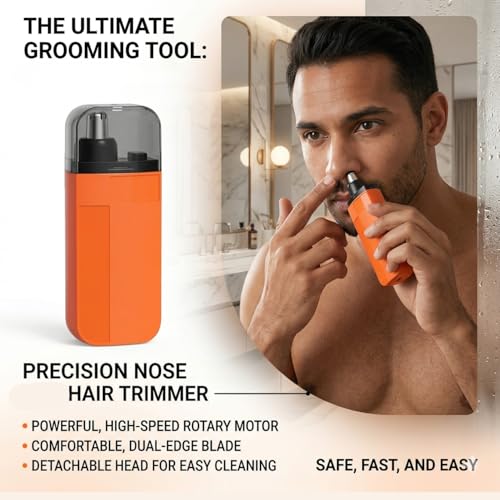 Image of Rechargeable Nose Hair Trimmer for Men & Women | USB Electric Ear & Nose Hair Remover | Waterproof, Painless & Portable Grooming Tool.