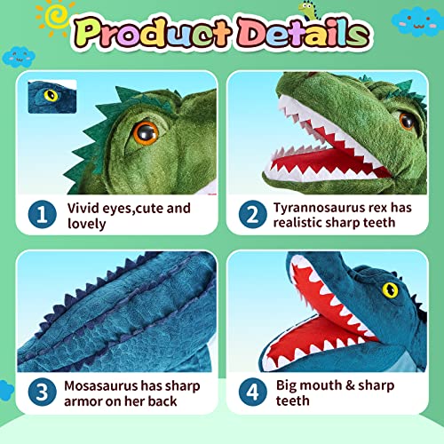2Pcs Dinosaurs Hand Puppets, Stuffed Animals Dinosaur Plush Toys For Kids Puppets Toys Great Gift For Boys Girls Kids Age 4 5 6 7 8 #TOP5