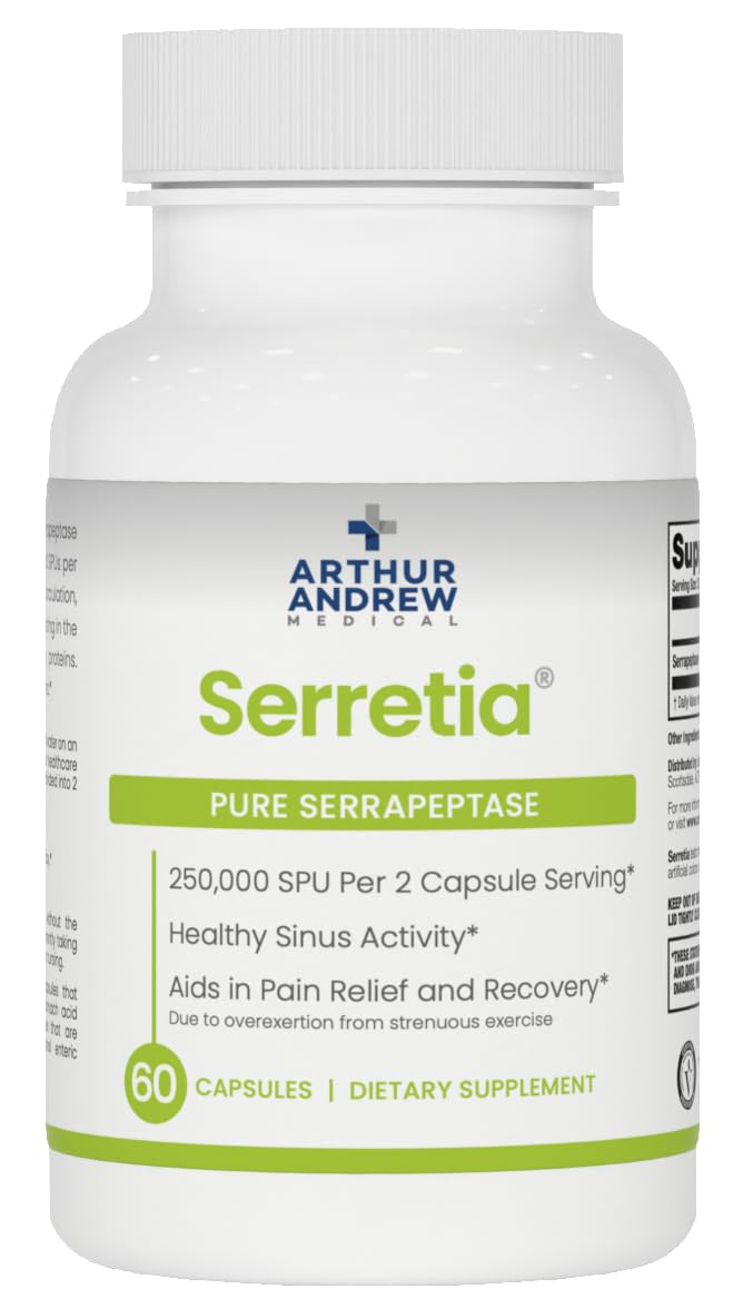 Arthur Andrew Medical, Serretia, Serrapeptase Formula for Muscle and Sinus Support, 60 Capsules