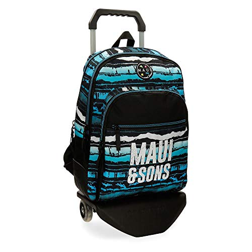 Maui and Sons Waves Mochila Doble Compartimento con Carro Multicolor 33x44x13 5 cms Poliéster