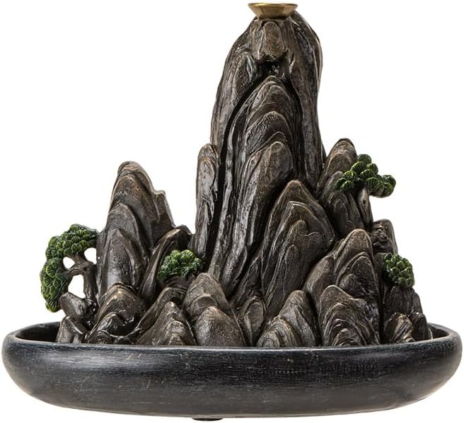 Pacific Giftware Mountain Scene Backflow Burner, Single Incense Burner Mountain top Backflow, Fengshui Burner, Waterfall Made of Smoke Incense Burner