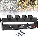 琛胜 Konfetti-Maschine Mit 4 Schüssen,150-w-konfetti-shooter-werfermaschine,Elektrische Konfetti-Kanone Dmx512 Und Fernbedienung,Strahlhöhe 10 Meter,180° Verstellbar,Für Hochzeiten,Disco-bar-Partys