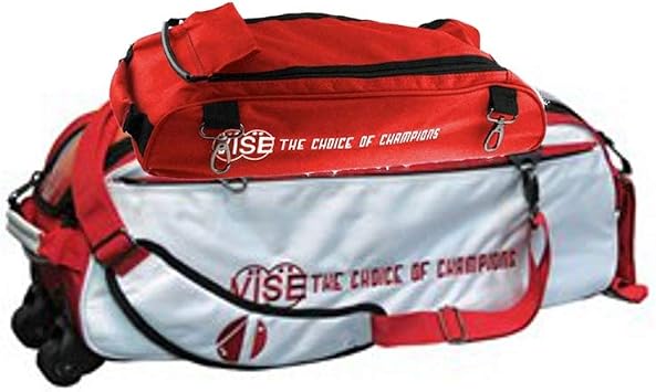 Vise Clear Top 3 Ball Tote Roller Bowling Bag with Shoe Bag- Red/Silver