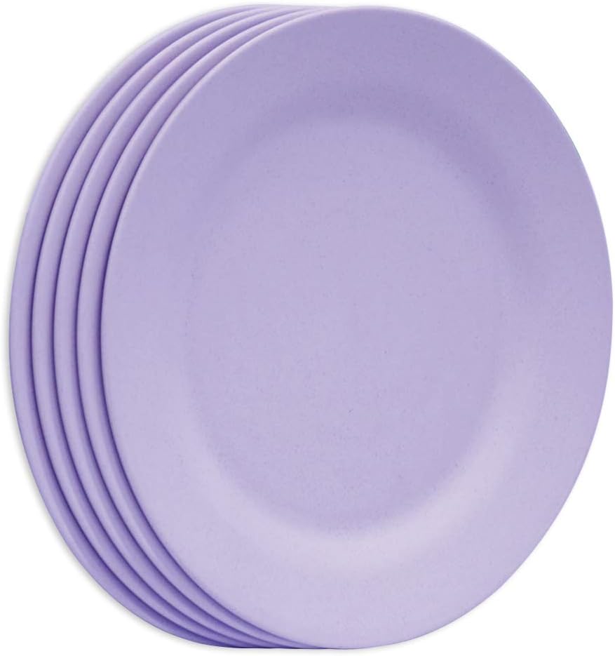 11 Inch Dinner Plate Set, Extra Large Pasta Plates, Unbreakable Dishes, Lightweight Wheat Straw Salad Dinnerware, Reusable Fiber Dessert Tableware (Purple)