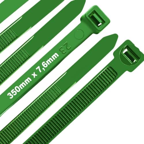 Kabelbinder 300 mm x 7,6 mm, UV-Beständig ultra stark Kabelbinder, 100 Stück Grün
