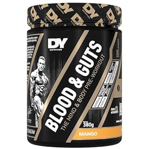 DY Nutrition – Blood & Guts Pre Workout Powder, 380g (Mango) – High Strength Preworkout with 350mg Caffeine, Citrulline Malate, Beta Alanine, Arginine AKG, L-Tyrosine, Vitamin B3 for Men & Women
