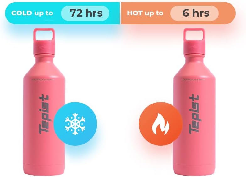 ThirtyO 30oz Stainless Steel Bottle Compatible with Sodastream Machines | Powder Coated Coral | Vacuum Sealed | Double Walled | Leak-Proof | Easy to Carry | Reusable Bottle - Image 4