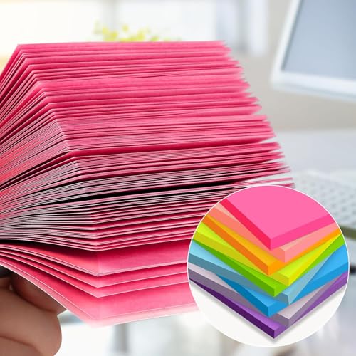 Image of 18 Pads Sticky Notes 76 mm x 76 mm Sticky Notes for Writing on Easy to Write On Re-Stickable Super Sticky Notes for School, Home, Office