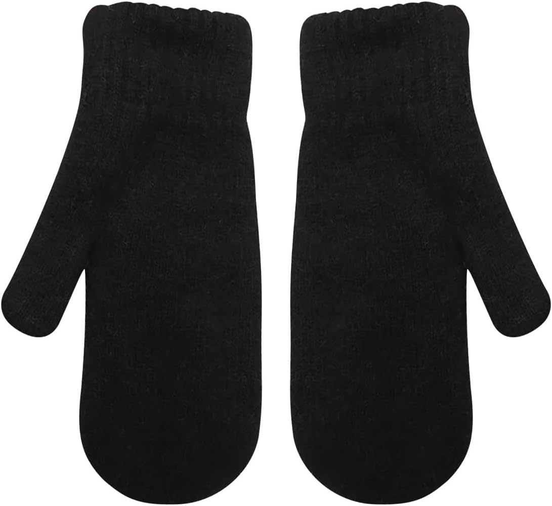 Winter Full Finger Knitted Mittens for Men Women, Warm Stretchy Gloves for Outdoor Daily Work