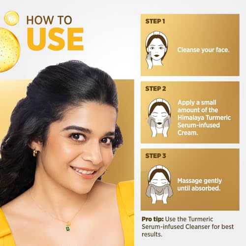 Image of Himalaya Turmeric Serum Cream | Niacinamide + Glycolic Acid + Vitamin E | Clears dark spots for glowing skin in 1 week | 50gm