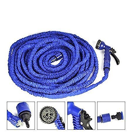 EBOFAB 50 Feet Expandable Garden Hose Pipe for Car Washing Gun 7 Adjustable Modes Plastic Hoses Pipe Garden Pipe(Multicolour)