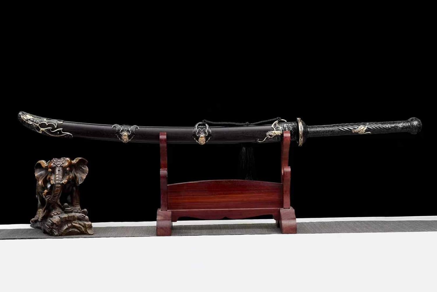 Hand-Forged Chinese Qing Dao Sword – Traditional Longquan Craftsmanship, 45.3" High Manganese Steel Blade, Blackwood Scabbard, LOONGSWORD Collection