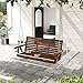 Outsunny Upgraded Wooden Porch Swing 3-Seater, 5 FT Outdoor Patio Swing Bench with Cupholders, Hanging Chains, Swing Chair Bench for Patio Garden Yard, Carbonized