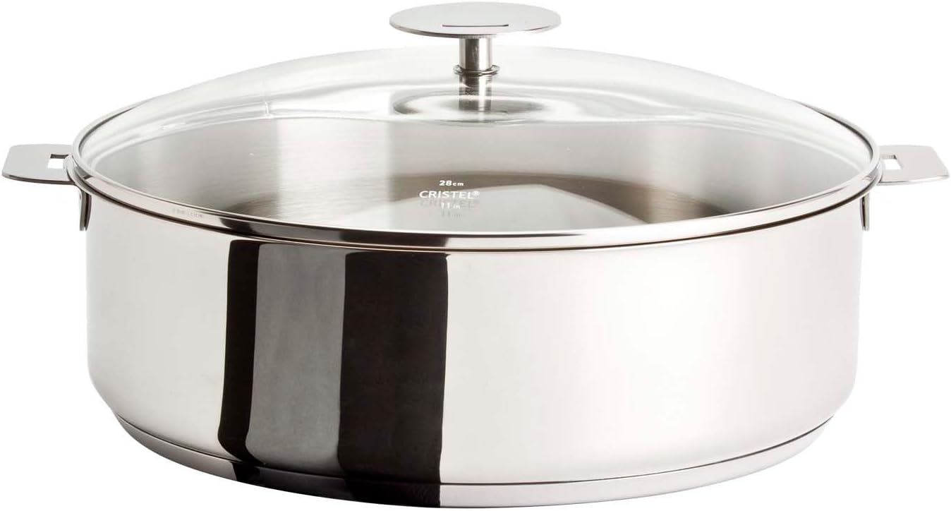 Cristel Multiply Stainless Steel 4 Quart Sautepan with Glass Lid