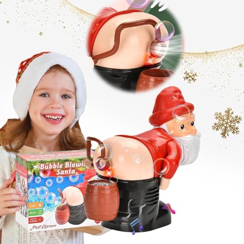 Máquina automática de burbujas para pedos, máquina sopladora de burbujas, juguete de Papá Noel, divertida máquina automática de burbujas de pedos de Papá Noel con música y luces intermitentes,