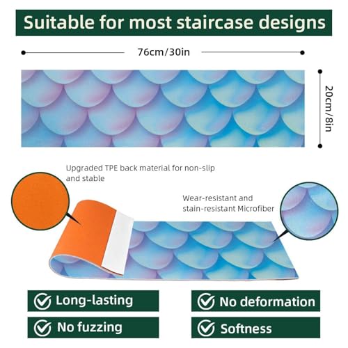 Alfombra para escaleras antideslizante Dream Blue peldaños 76x20cm para ancianos y niños 3