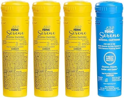 FROG Serene Replacement Mineral and Bromine Cartridge Kit for use with Hot Tub FROG Serene Floating Sanitizing System - Prefilled for Quick & Easy Hot Tub Maintenance - 3 Month Bundle