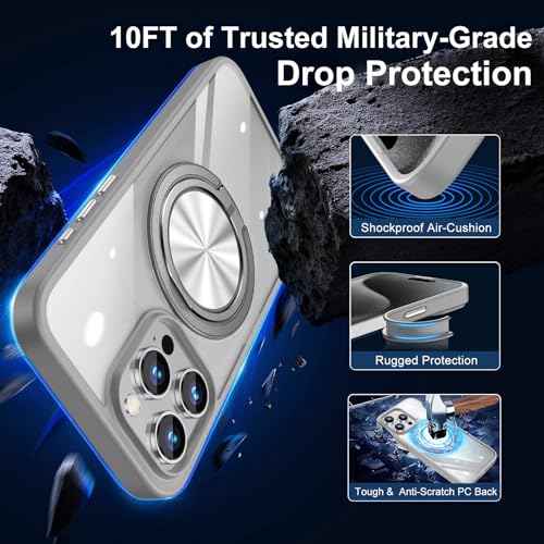 Coque iPhone 15 Pro Max MagSafe antichoc transparente anneau support 360 - 6