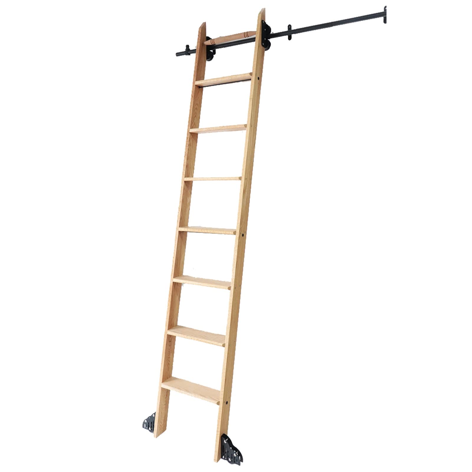Kit de hardware de escalera deslizante para biblioteca, kit de herrajes para puerta de granero, riel de escalera deslizante, riel de escalera rodante para biblioteca, bar, armario, tubo redondo, guía