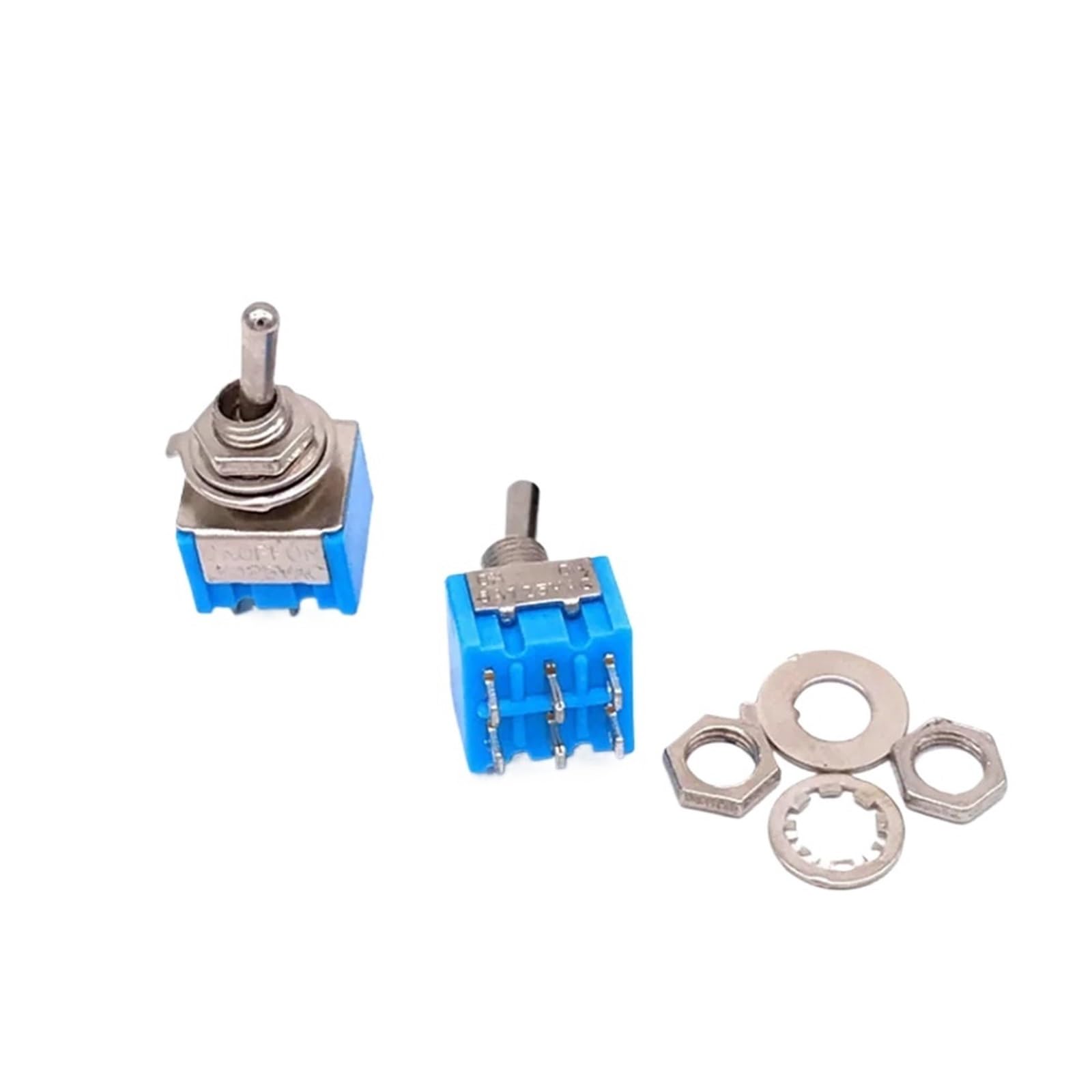 100 Piezas MTS-203 CA 125 V 6 A, 6 Pines, Encendido/Apagado/Encendido, 3 Posiciones, DPDT, miniinterruptor de Palanca con Enclavamiento