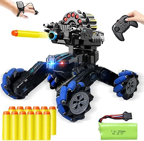 ROHSCE Gesture Sensing RC Tank, 2.4GHz Battle Stunt Toy Tanks with Soft Bullets Off Road Hand Control Car Drift Remote Control Trucks for Boys & Girls 8-12, Twist Cars with Light Music