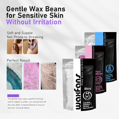 Smart Waxing Kit for Women with Auto Temperature Control,Wax Kit Wax Warmer for Hair Removal,Gentle Wax Beads on Bikini, Facial, for Sensitive Skin