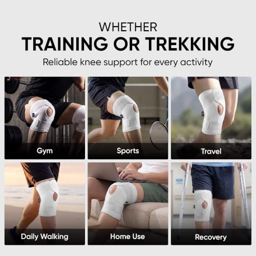 Image of Frido Orthotics Knee Support Wrap | Adjustable Knee Brace with Open Patella & Compression | Pain Relief for Arthritis, Meniscus Tear, Injury | Gym, Sports, Running, Walking, Size-M, 1 Unit-White