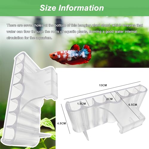 Image of 2PC 7 Holes Upgraded Aquarium Plant Holder, Aquatic Plants Cup for Tank, Fish Tank Plant Holder with Long Hook, Aquarium Feeder for Aquascape Decorations on Top of Tank (Transparent-2PC)