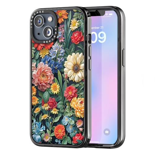 Coque iPhone 13 motif fleur rouge chic pour femme ivencase en silicone rigide