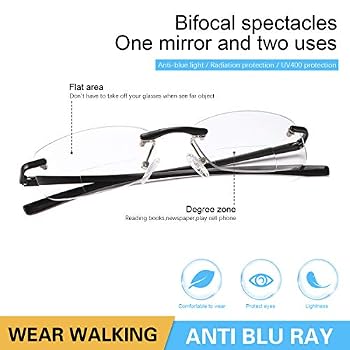 Lunettes Bifocales Photochromiques YIMI - Lecture + Anti-Lumière Bleue UV400 Sans Monture