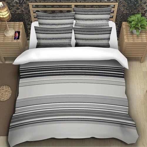 Housse de couette rayures modernes lit simple pour créer un cocon de douceur respirant - 5