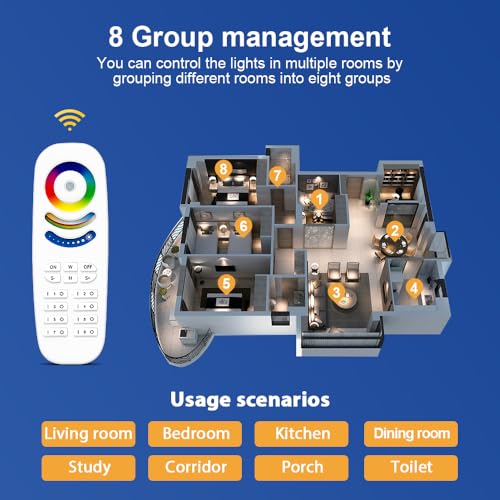 Télécommande contrôleur LED RGBCCT à intensité variable avec 9 modes de lumière
