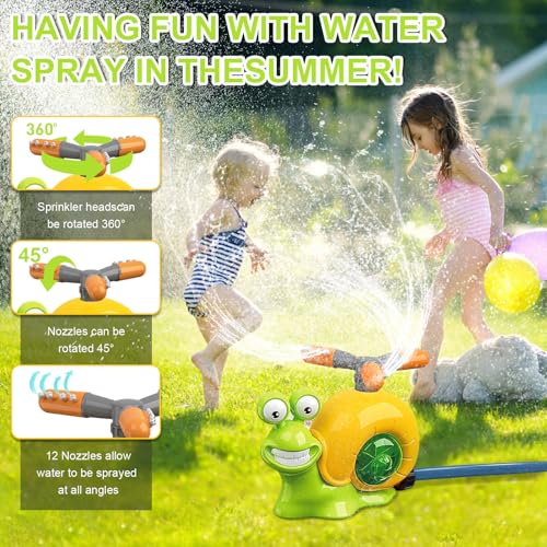 2-in-1 Wassersprinkler Baseballspielzeug Set, Wassersprinkler Kinder mit 2 Sprinklerköpfen Spinnwassersprühspielzeug Wasserspielzeug für Enfants Wasserblume/Außenbereich/Rasen/Garten/Pool-Party