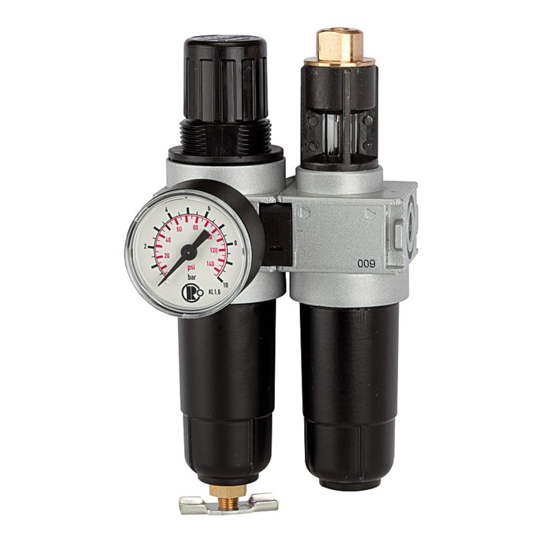 RIEGLER 100397-CL 06 M - Unidad de mantenimiento (2 piezas, con recipiente metálico, G 1/4, 1 unidad)