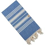 Dandelion - Basic Pattern - Naturally-Dyed Cotton Turkish Towel Peshtemal - 71x39 Inches - Navy Blue