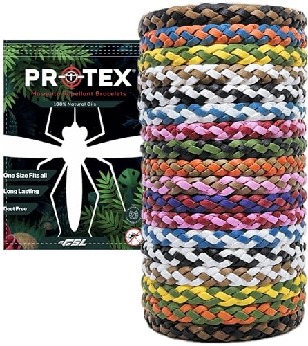 18 Pack Insect Repellent Bracelet, Adjustable Leather Deet-Free Wrist Bands, Effective Protection, Insect Mosquito Repeller Bands for Adults & Kids, Resealable 18 Pack