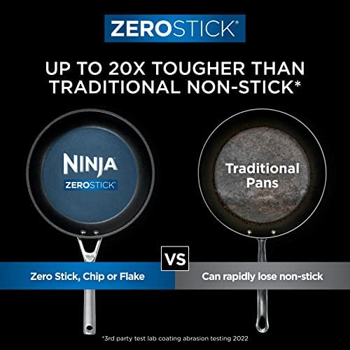 Ninja ZEROSTICK Stackable Cookware 5-Piece Pan Set, Non-Stick, 3 Saucepans with Oven-Safe Glass Lids & 2 Frying Pans, Long Lasting Hard Anodised Aluminium, Grey, C55000UK
